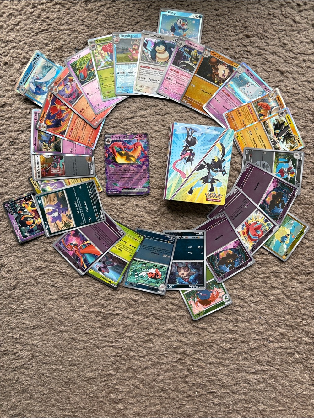 Pokemon Multicolor Assorted Card Lot with Purple Holo Center